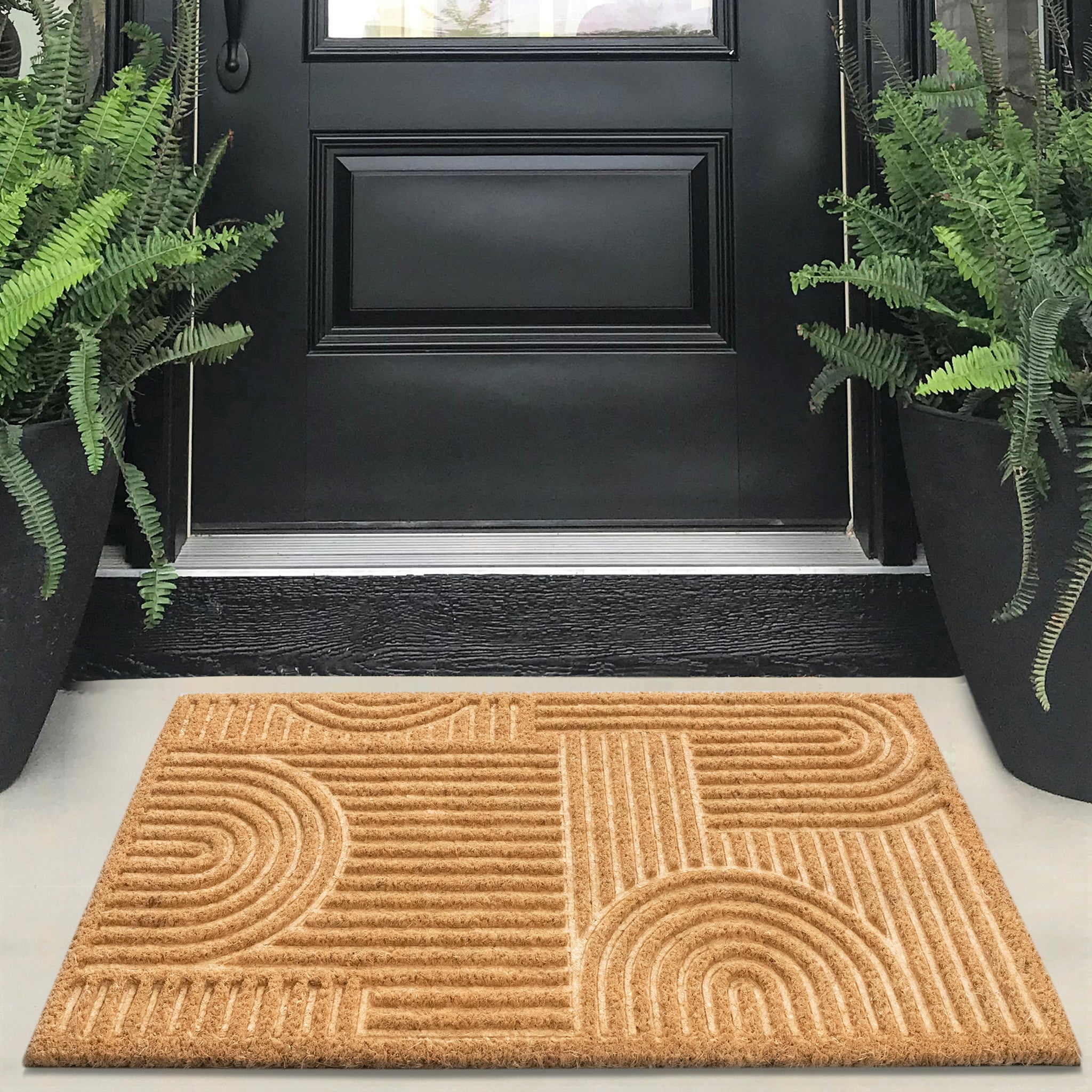 Embossed Door Mat Natural Coco Coir Non-Slip Doormat for Home Entryway Entrance, Indoor Outdoor Front Door, Outside Porch