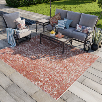 Revere Transitional Copper Red Distressed Indoor/Outdoor Rug