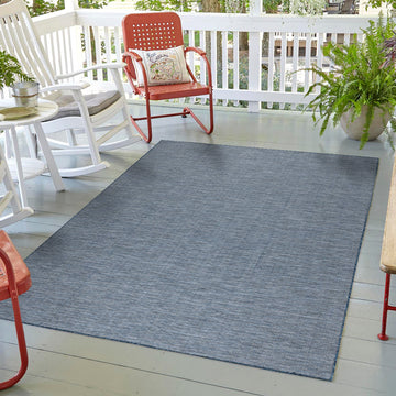 Suave Quick Dry Solid Blue Indoor/Outdoor Rug