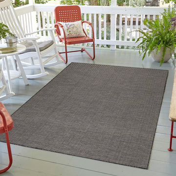 Quick Dry Solid Charcoal Black Indoor/Outdoor Rug