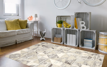 Easy Rugs Geometric Modern Contemporary Grey Cream Rug