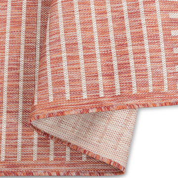 Easy Rugs Belize Modern Red Copper Weiss Geometric Patio Outdoor Rug