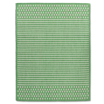 Havana Modern Geometric Pattern Green Weiss Patio Outdoor Rug