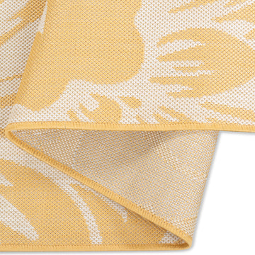 Havana Modern Botanical Floral Yellow Weiss Patio Outdoor Rug