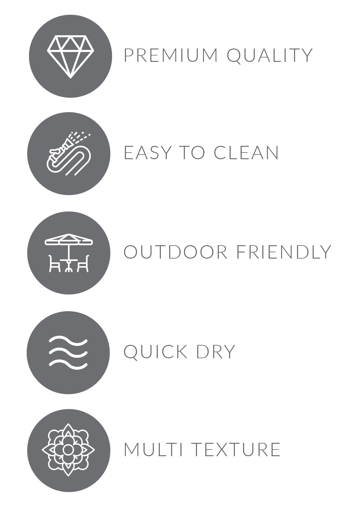 Quick Dry Solid Grey Indoor/Outdoor Rug