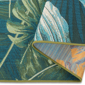 Easy Rugs Miami Quick Dry Green Leaves Flowers Patio Outdoor Rug