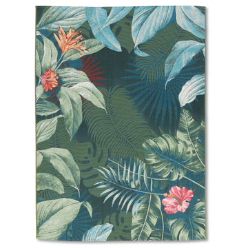 Easy Rugs Miami Quick Dry Green Leaves Flowers Patio Outdoor Rug