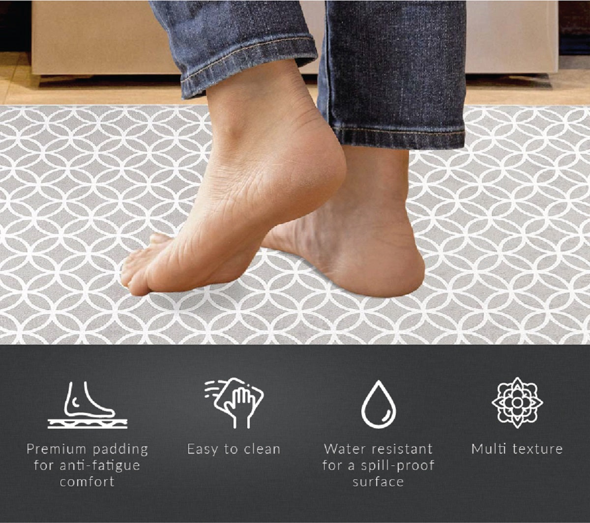 Eva Anti-Fatigue Waterproof Circles Comfort Kitchen Mat