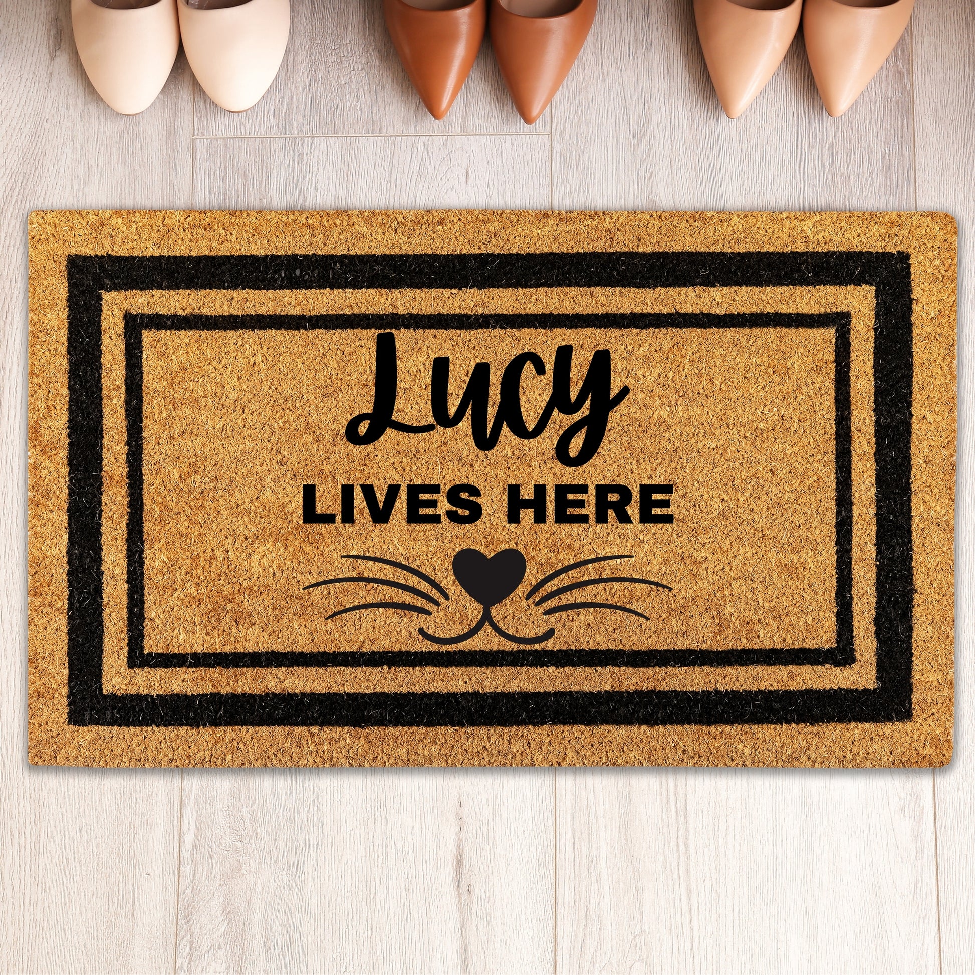 Custom Cat Double Door Mat Personalized Doormat Cat Name Entrance Non Slip Door Mat Outdoor Rug Cat Loss Animal House Warming Birthday Gift