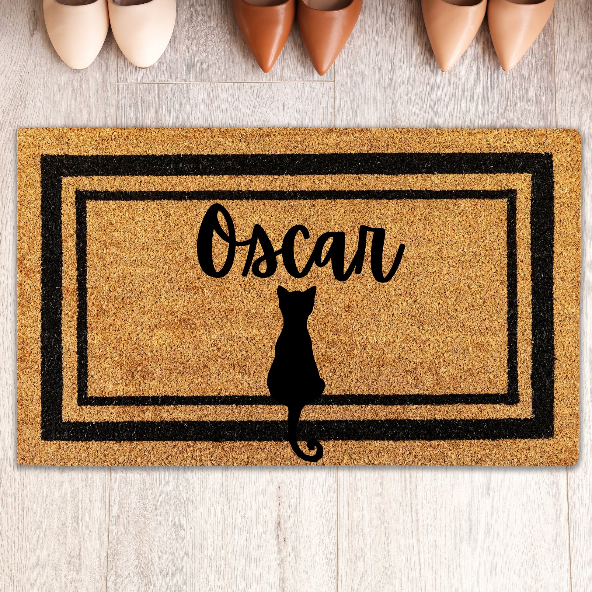 Custom Cat Double Door Mat Personalized Doormat Cat Name Entrance Non Slip Door Mat Outdoor Rug Cat Loss Animal House Warming Birthday Gift