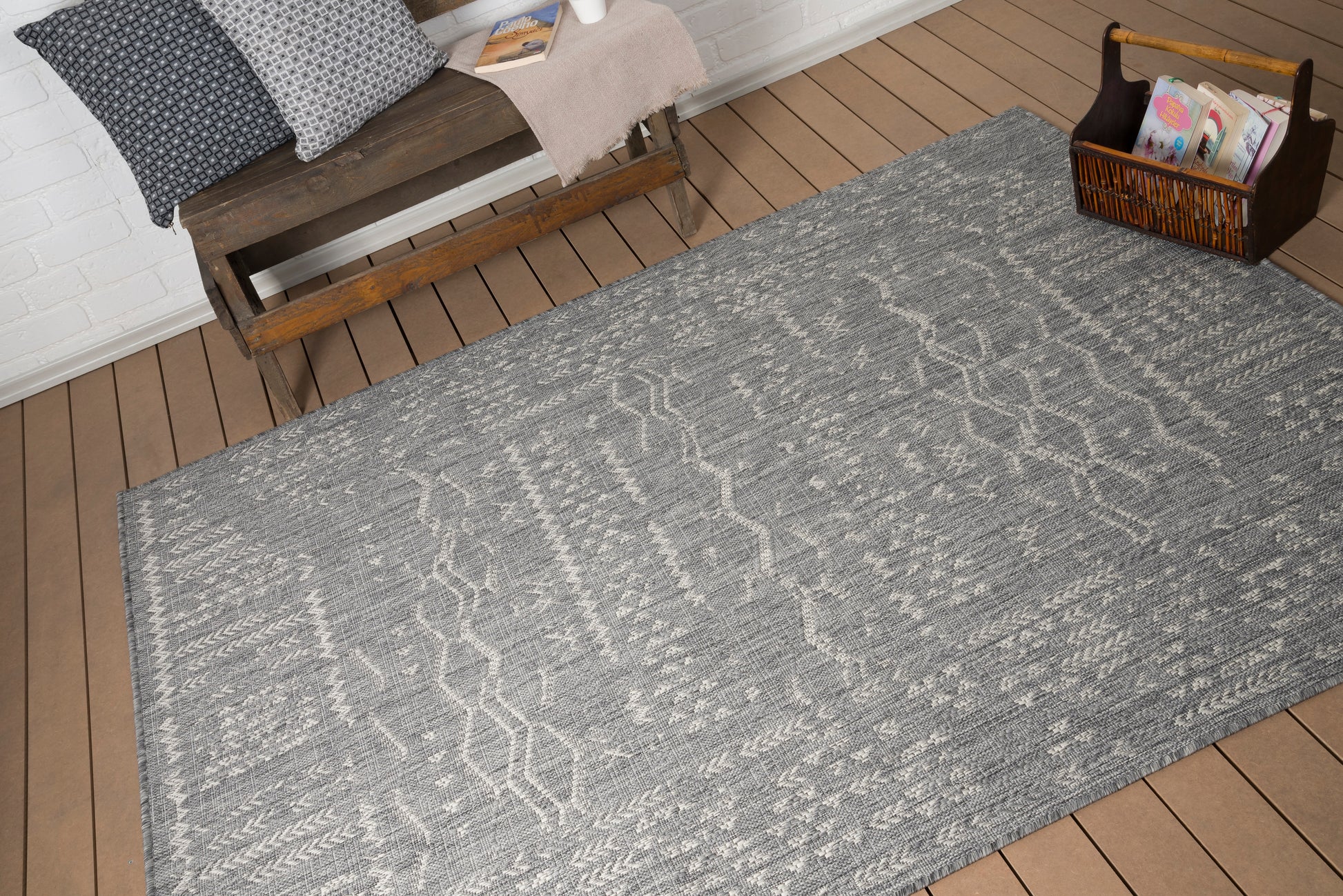 Revere Tribal Grey Distressed Indoor/Outdoor Rug