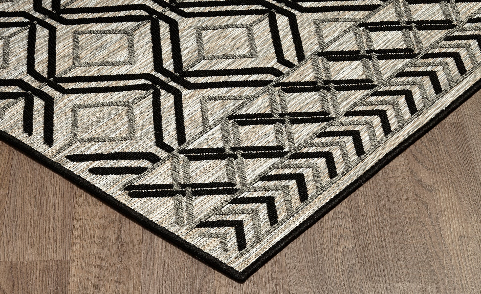 Easy Rugs Westwood Trellis Geometric Black Grey Indoor Outdoor Rug