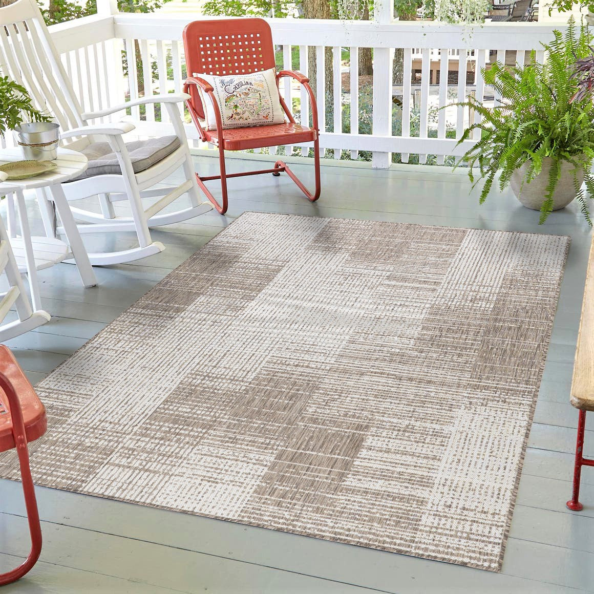 Revere Sand Ivory Striped Distressed Indoor/Outdoor Rug