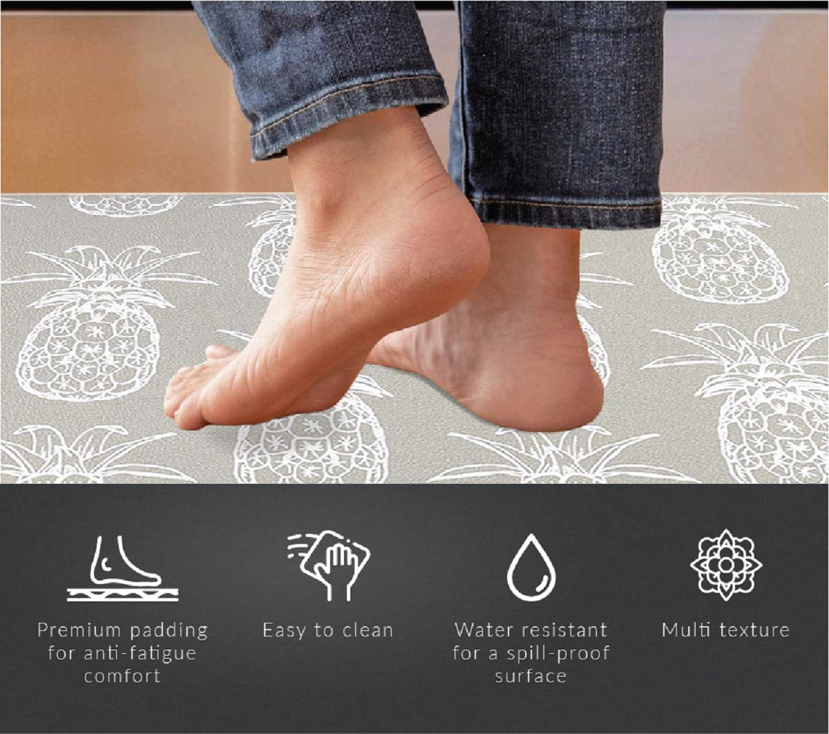 Eva Anti-Fatigue Waterproof Pineapple Comfort Kitchen Mat