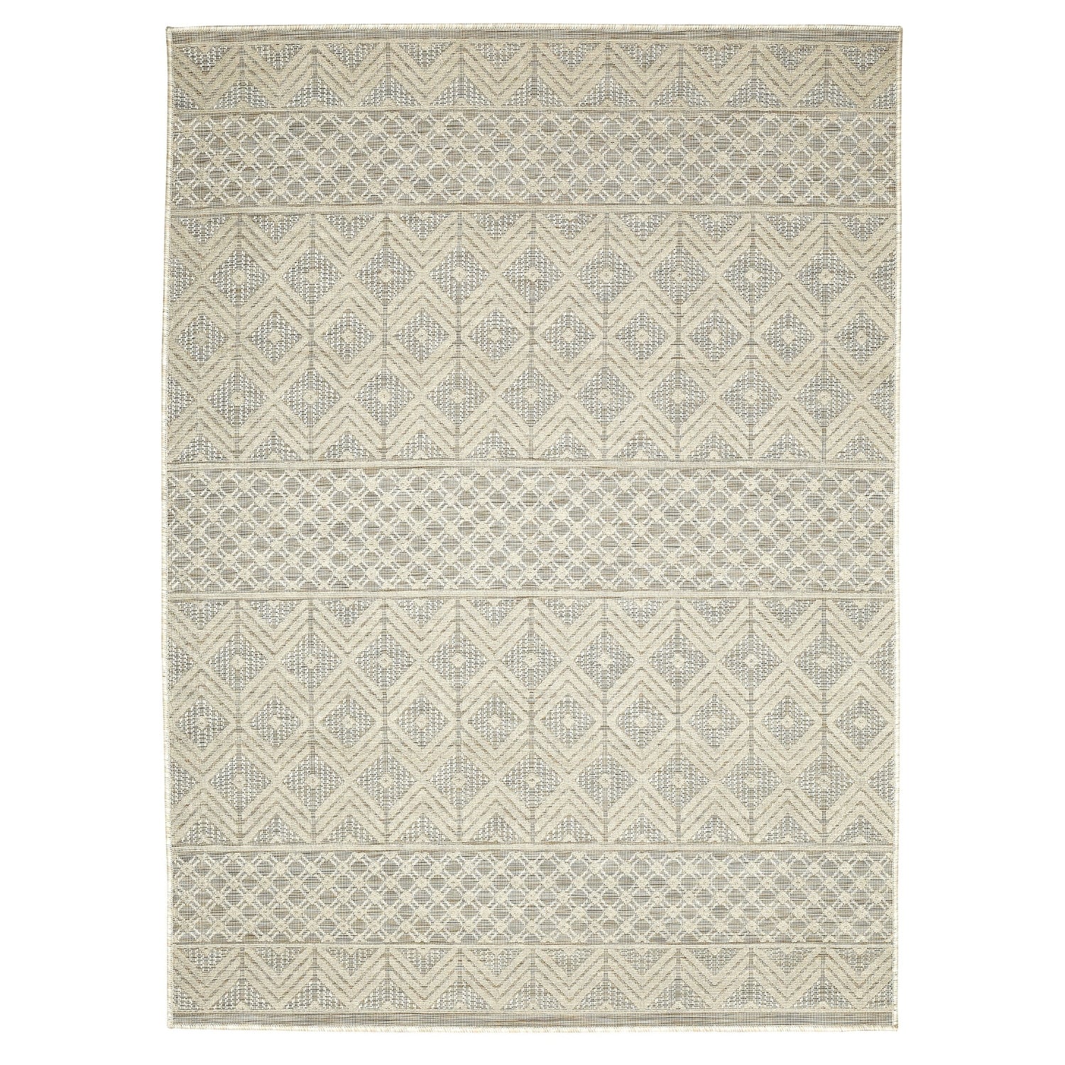 Easy Rugs Tranquil Geometric Ivory Grey Indoor Outdoor Rug